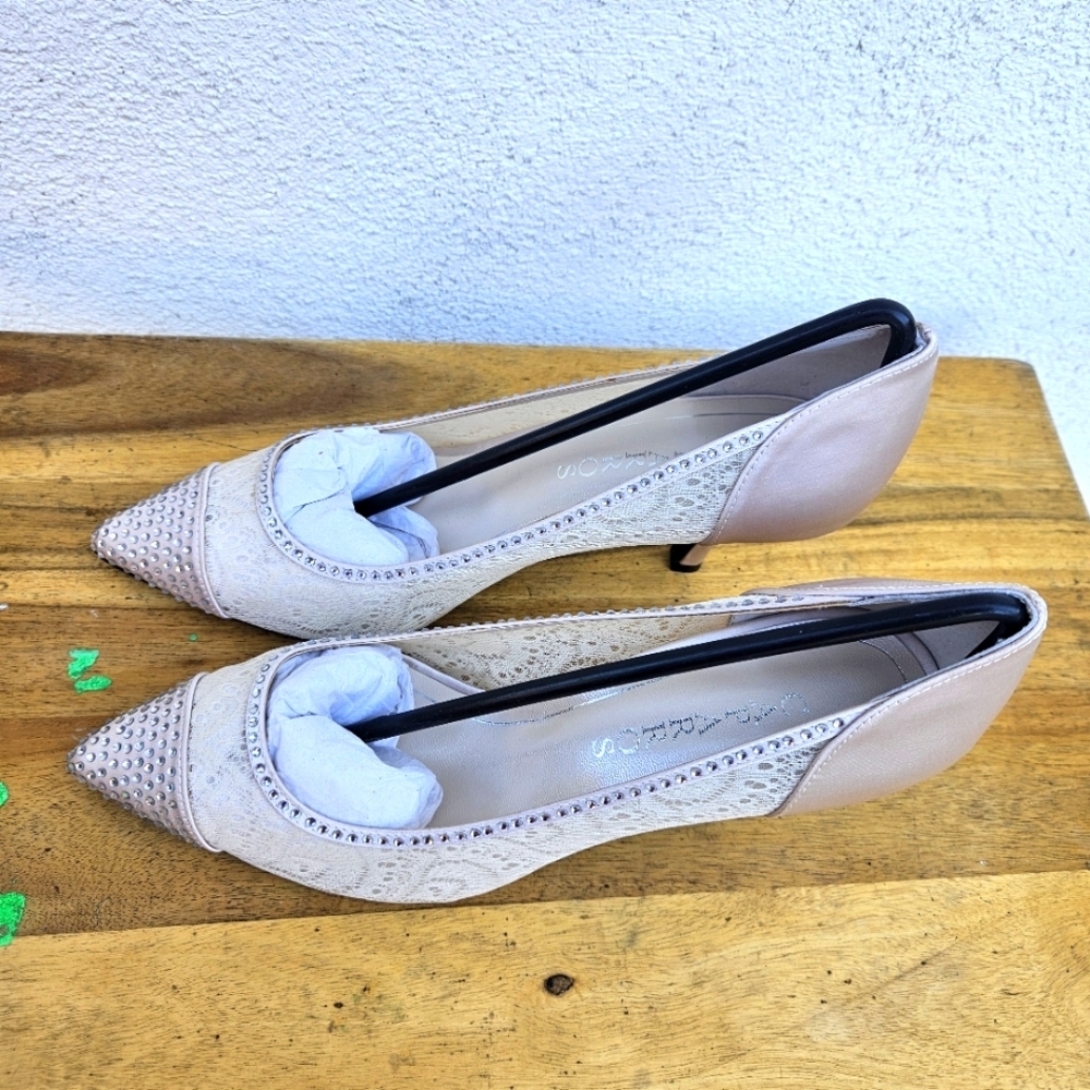 New Caparros Nude Satin Quillian Shoes Women's Size 9.5 - Picture 13 of 16